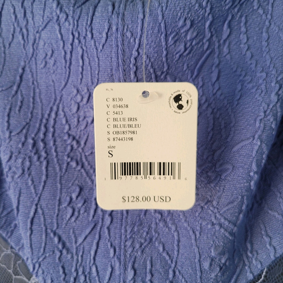 New Free People Brooklyn Lace Trim A-Line Fit & Flare Mini Dress Blue Small - Picture 3 of 6